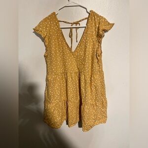Abercrombie and Fitch Yellow Polka Dot Mini Dress Size L